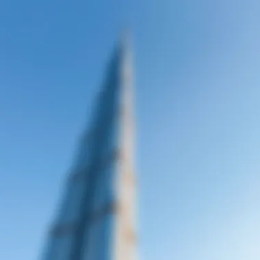 Burj Khalifa Against the Sky Stunning view of the Burj Khalifa against a clear blue sky showcasing its towering height.