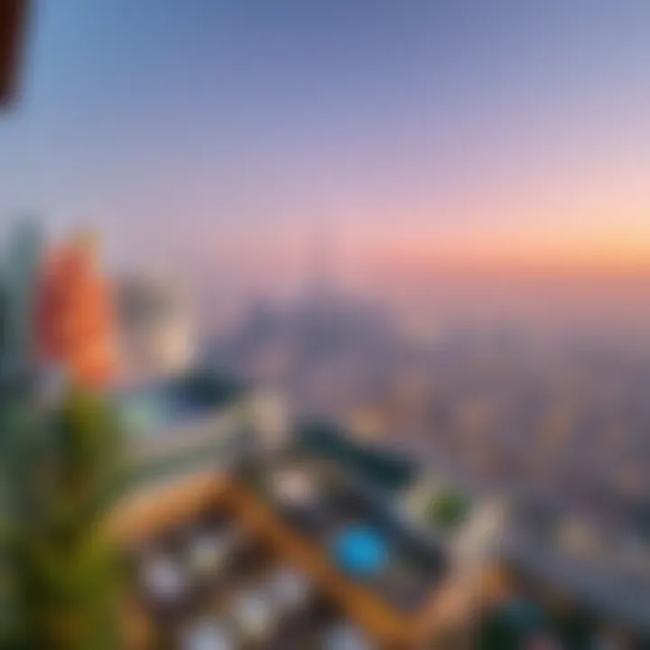 Spectacular Dubai Skyline View Breathtaking view from a balcony of the Gardens Apartments overlooking Dubai skyline