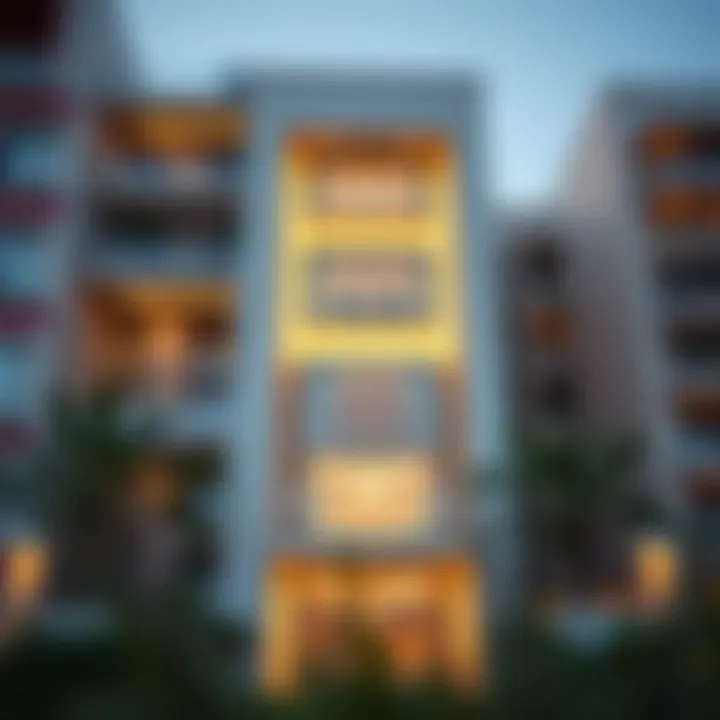 Modern Architectural Marvel Elegant exterior of the Gardens Apartments showcasing modern architecture