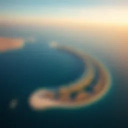 Stunning aerial view of Palm Jumeirah showcasing its unique crescent shape