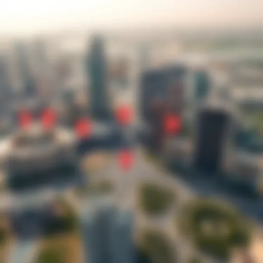 Aerial view of International City showcasing PO Box locations